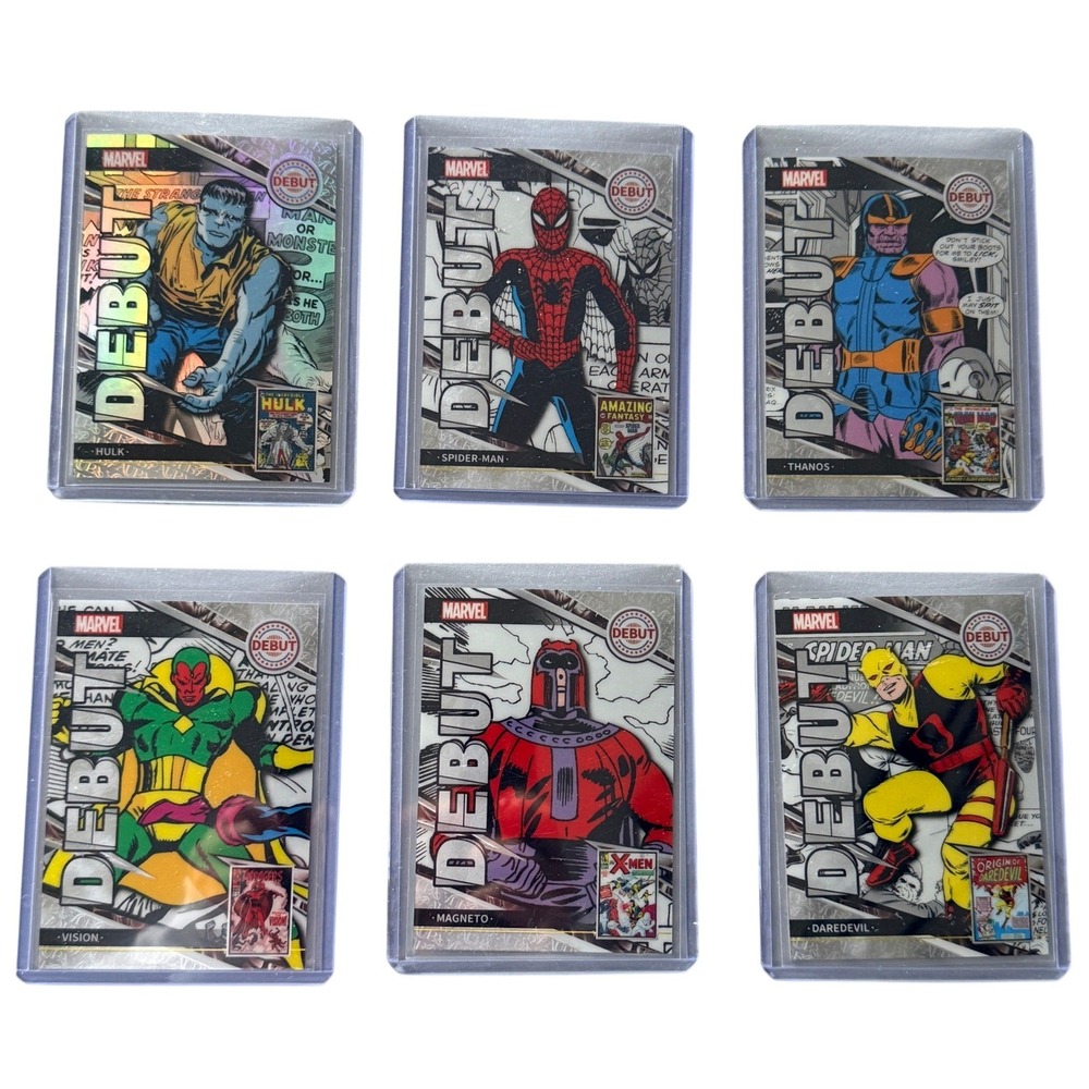 Marvel Kakawow Aura Iconic Debut Trading Card Lot Spider-Man Hulk Thanos 6pc